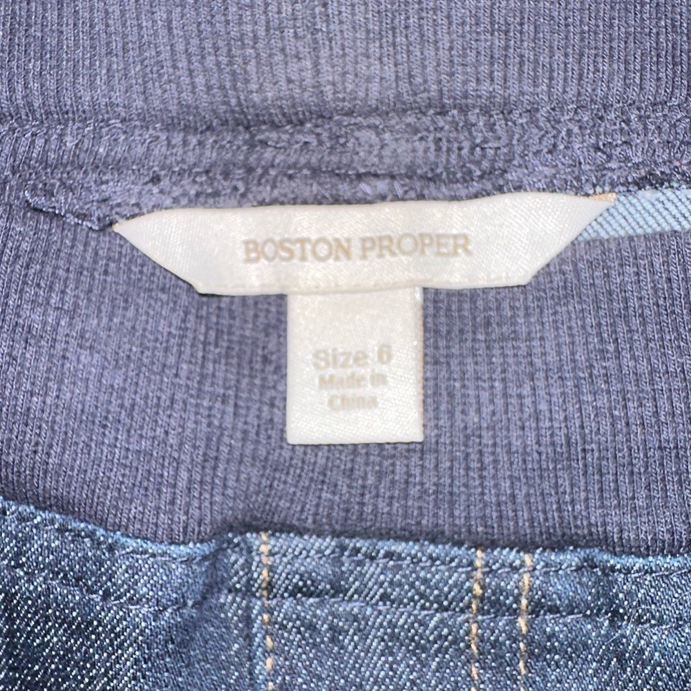 UEC BOSTON PROPER Wide Leg Jean-Womens 6 Dark Wash Stretch Waistband - Picture 4 of 9